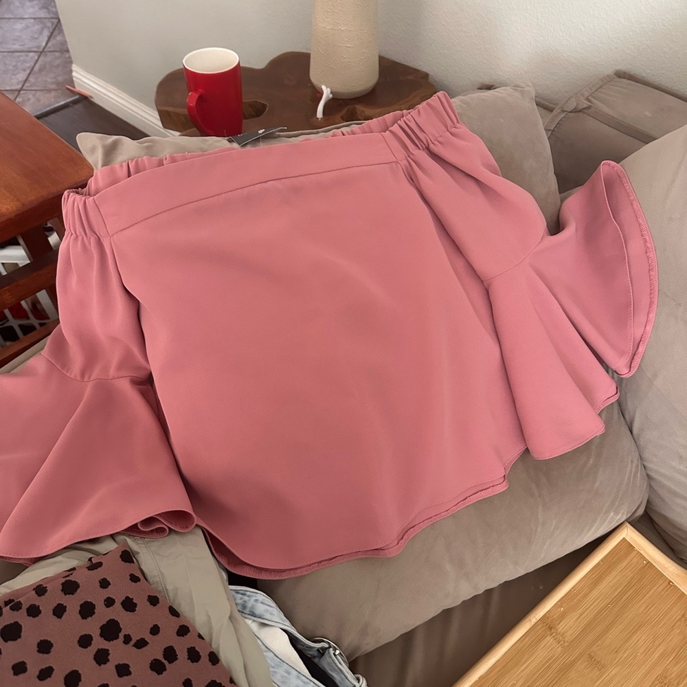 Topshop Blush Pink Off-Shoulder Top